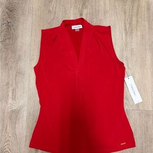 Calvin Klein Vibrant Red Sleeveless Blouse